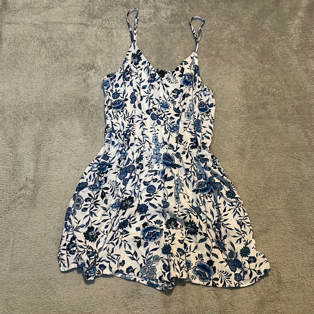 Blue and white romper